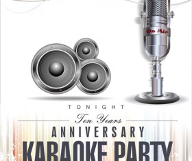 Rock night karaoke party poster vector 03