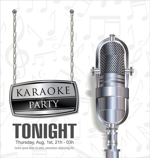 Rock night karaoke party poster vector 04