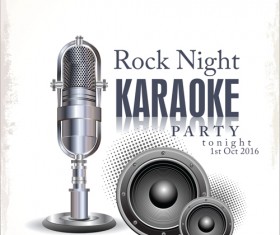 Rock night karaoke party poster vector 05