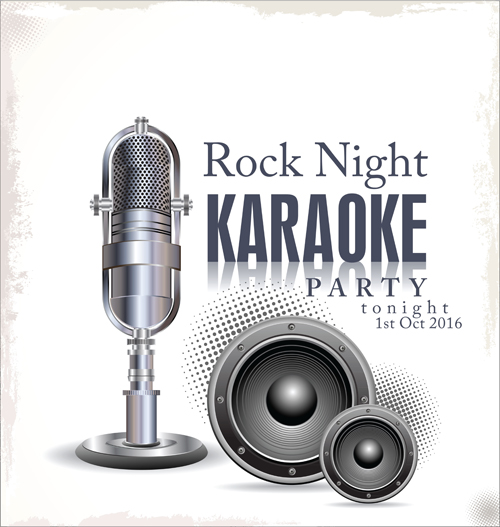Rock night karaoke party poster vector 05