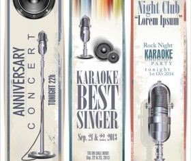 Rock night karaoke party poster vector 07