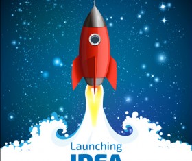 Rocket startup design background vector 01