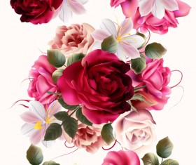 Roses and huasinth flowers seamless pattern vector