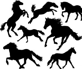 Running horse vector silhouettes 01