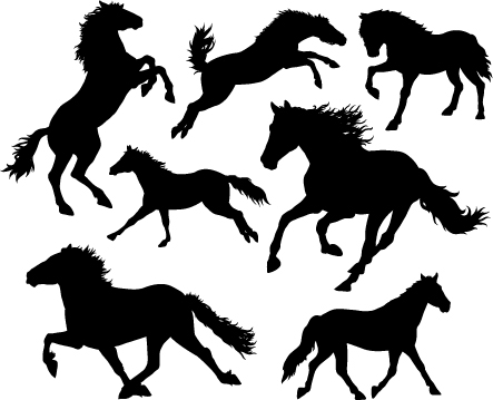 Running horse vector silhouettes 01