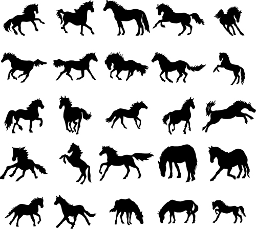 Running horse vector silhouettes 02
