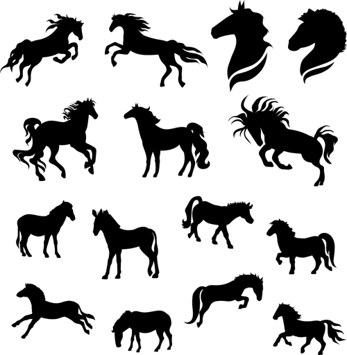 Running horse vector silhouettes 03
