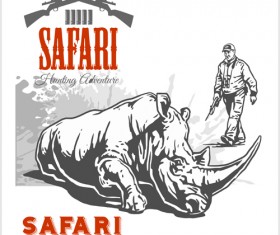 Safari hunting clud poster vector 01