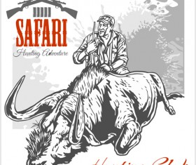 Safari hunting clud poster vector 05