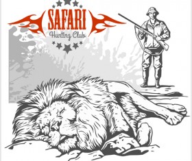 Safari hunting clud poster vector 06