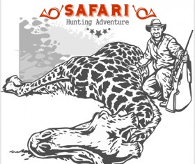 Safari hunting clud poster vector 07