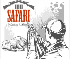 Safari hunting clud poster vector 08