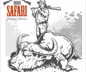 Safari hunting clud poster vector 09