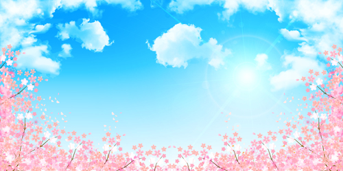 Sakura with blue sky vector background 03