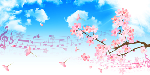 Sakura with blue sky vector background 05