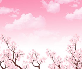 Sakura with cloud vector background