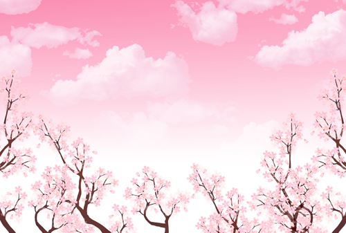 Sakura with cloud vector background