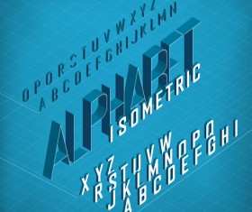 Set of 3D Isometric Alphabet Vector 01