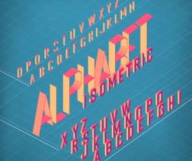 Set of 3D Isometric Alphabet Vector 02