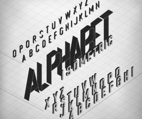 Set of 3D Isometric Alphabet Vector 03
