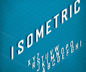 Set of 3D Isometric Alphabet Vector 06