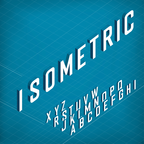 Set of 3D Isometric Alphabet Vector 06