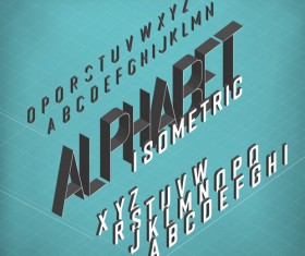 Set of 3D Isometric Alphabet Vector 07