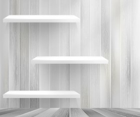 Shelf and wooden wall vector 01