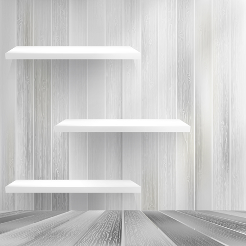 Shelf and wooden wall vector 01