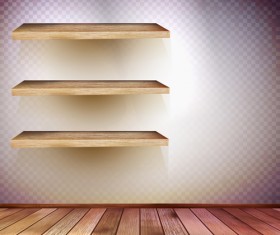 Shelf and wooden wall vector 02
