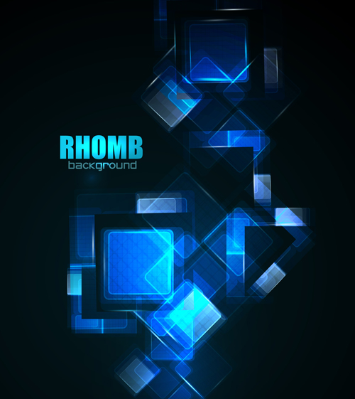 Shining neon rhomb backgrounds vector 03