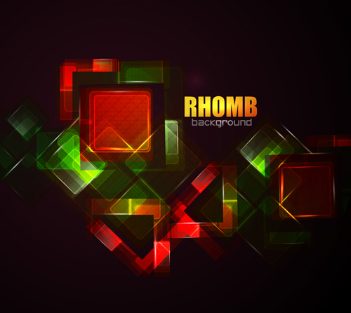 Shining neon rhomb backgrounds vector 07