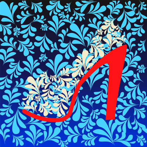 Shoes with floral background vector 01