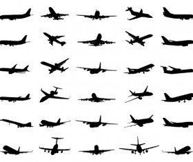Silhouette aircraft set vector 01