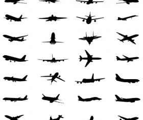 Silhouette aircraft set vector 03