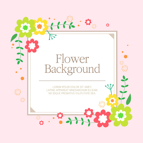 Simlpe flower frame backgrounds vector 02
