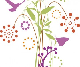 Simple flower with birds vector