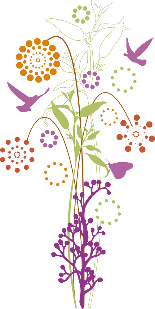 Simple flower with birds vector