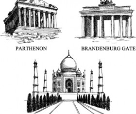 Sketch landmarks building vector