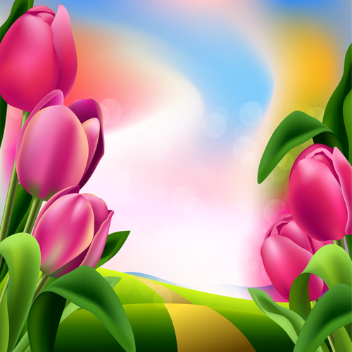 Spring flower beautiful backgrounds vectors 05