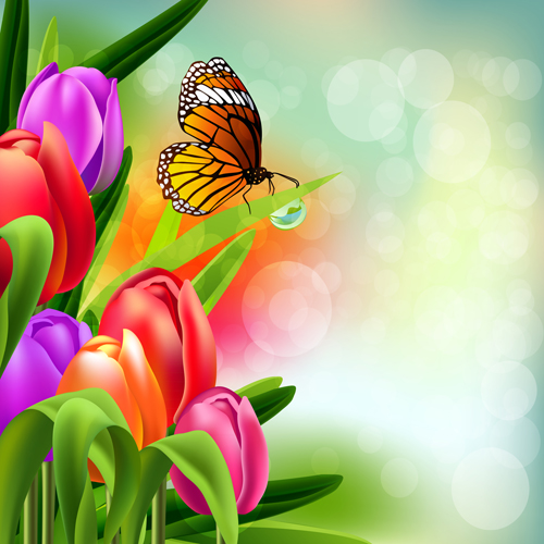 Spring flower beautiful backgrounds vectors 10