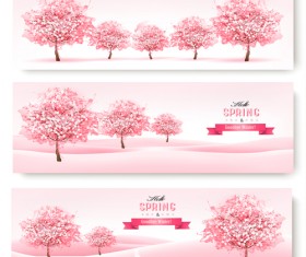 Spring tree with pink tree vector material