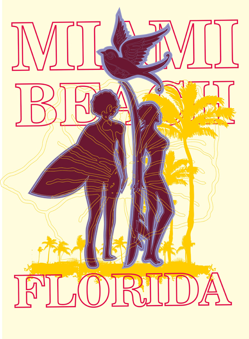 Summer holiday miami beach poster vector 02