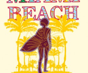 Summer holiday miami beach poster vector 03