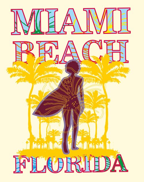 Summer holiday miami beach poster vector 03