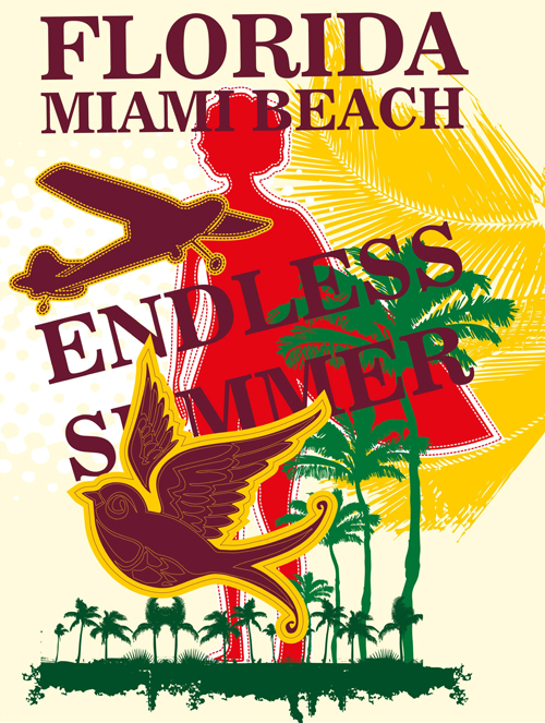 Summer holiday miami beach poster vector 06