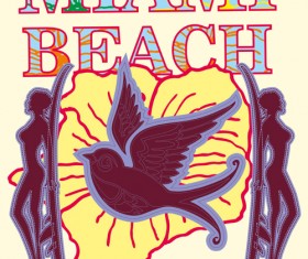 Summer holiday miami beach poster vector 07