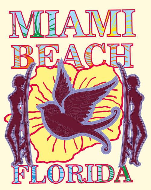 Summer holiday miami beach poster vector 07
