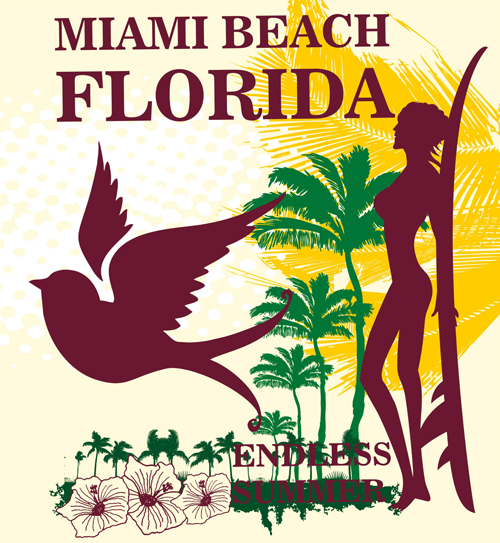 Summer holiday miami beach poster vector 11
