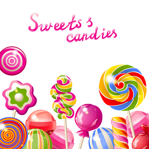 Sweets candies background vector material
